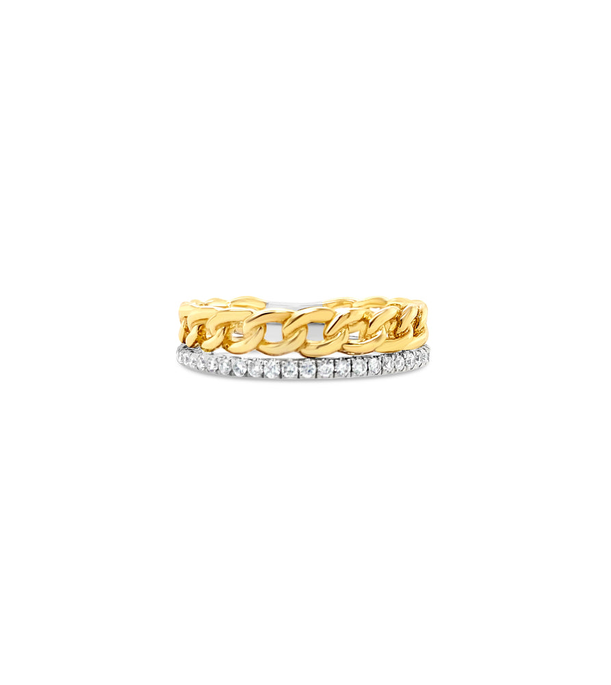 Diamond Link & Line Band - 14K Yellow Gold / 5 - Olive & Chain Fine Jewelry