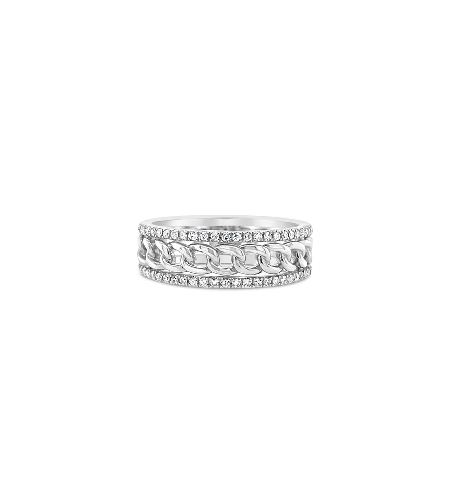 Diamond Cuban Link Line Band - 14K White Gold / 5 - OLIVE & CHAIN Fine Jewelry