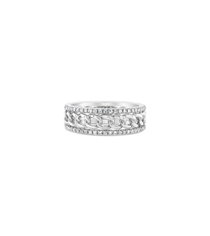 Diamond Cuban Link Line Band - 14K White Gold / 5 - OLIVE & CHAIN Fine Jewelry