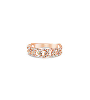 Diamond Cuban Link Ring - 14K Rose Gold / 5 - Olive & Chain Fine Jewelry