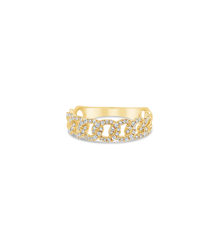 Diamond Cuban Link Ring - 14K Yellow Gold / 5 - Olive & Chain Fine Jewelry