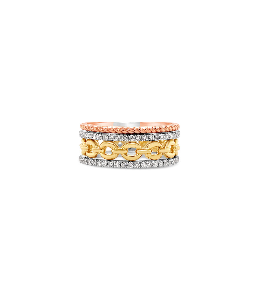 Diamond Layered Link Band - 14K  - Olive & Chain Fine Jewelry