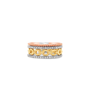 Diamond Layered Link Band - 14K  - Olive & Chain Fine Jewelry