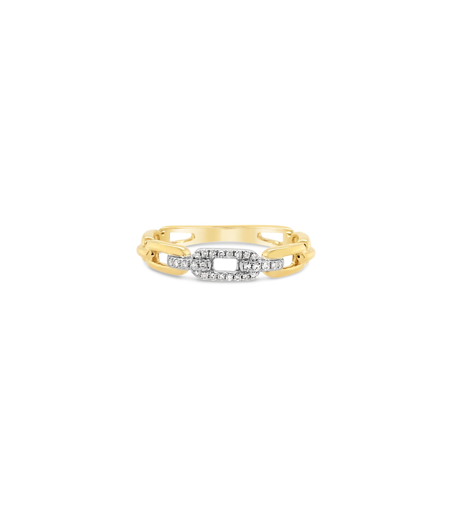 Diamond Link Ring - 14K Two-Tone Gold / 5 - Olive & Chain Fine Jewelry