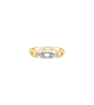 Diamond Link Ring - 14K Two-Tone Gold / 5 - Olive & Chain Fine Jewelry