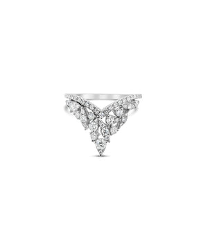 Diamond Queen Chevron Ring - 14K White Gold / 5 - Olive & Chain Fine Jewelry