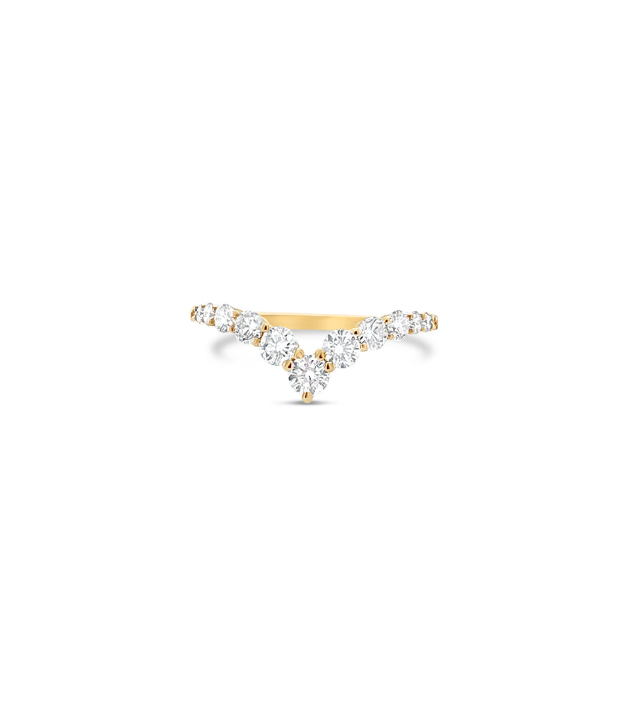 Diamond Signature Chevron Ring - 14K Yellow Gold / 5 - Olive & Chain Fine Jewelry