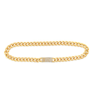 Diamond Lock Cuban Chain Bracelet - 14K - OLIVE & CHAIN Fine Jewelry