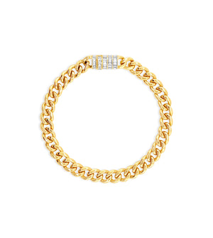 Diamond Baguette Cuban Chain Bracelet - 14K  - Olive & Chain Fine Jewelry