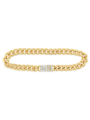 Diamond Baguette Cuban Chain Bracelet - 14K  - Olive & Chain Fine Jewelry
