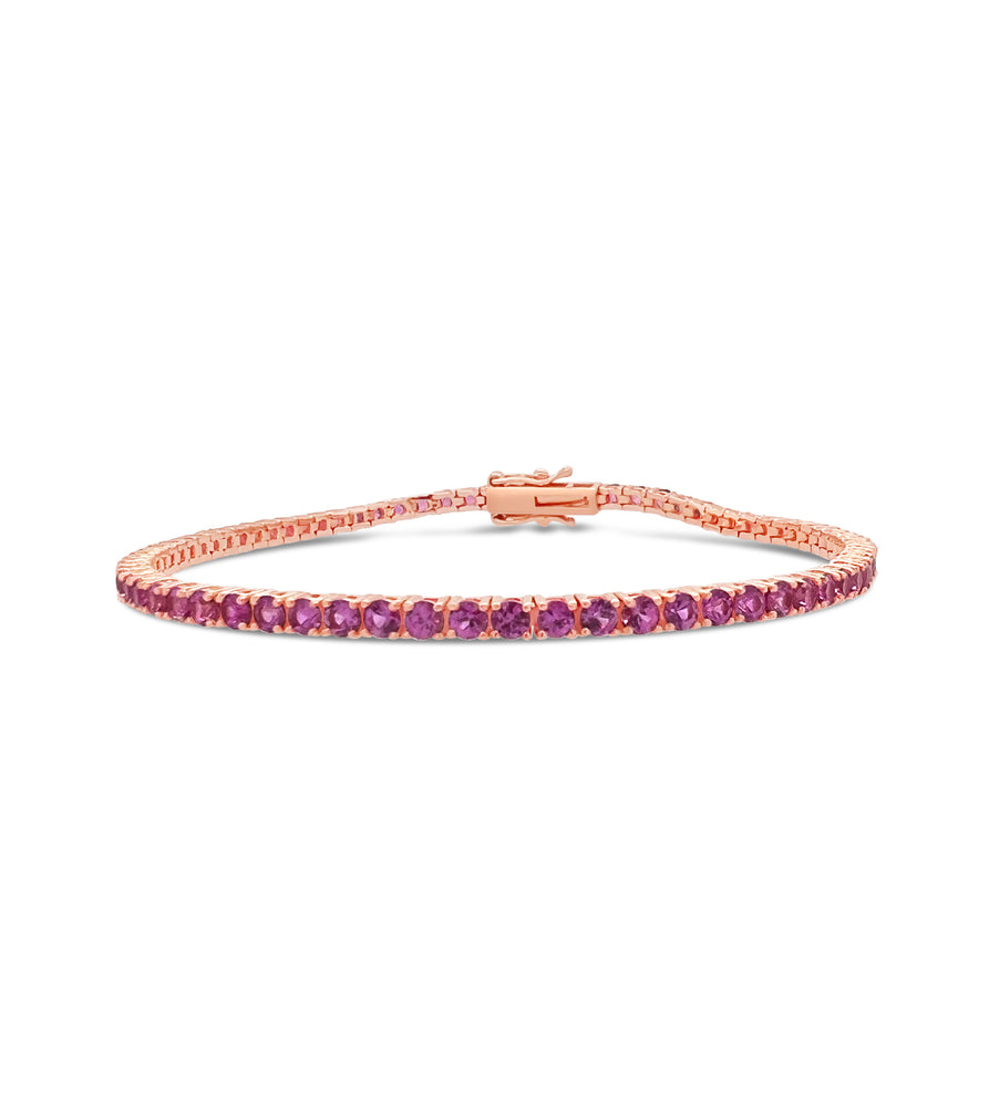 Pink Sapphire Tennis Bracelet - 14K Rose Gold - Olive & Chain Fine Jewelry