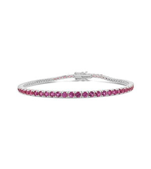 Pink Sapphire Tennis Bracelet - 14K White Gold - Olive & Chain Fine Jewelry