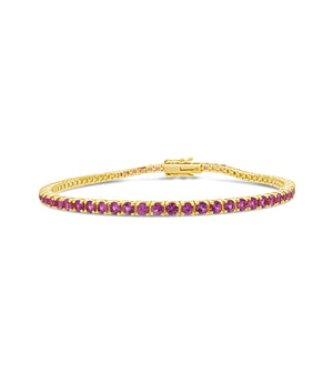 Pink Sapphire Tennis Bracelet - 14K Yellow Gold - Olive & Chain Fine Jewelry
