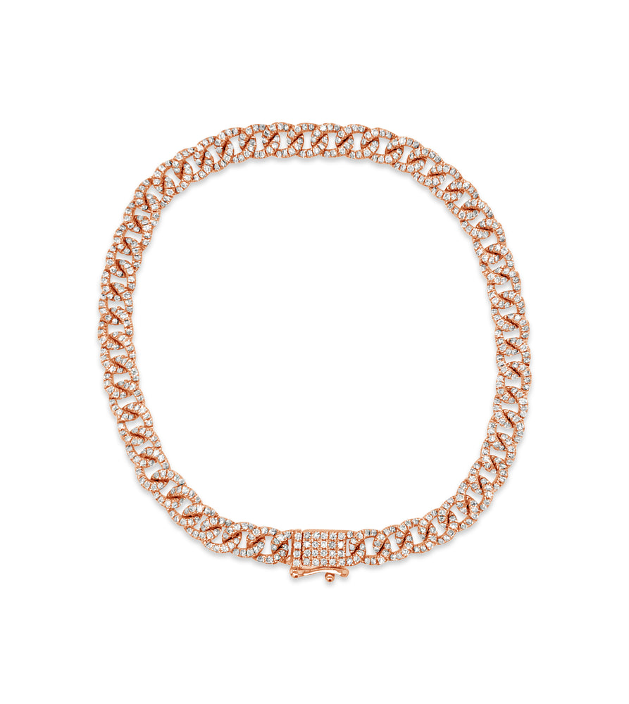 Diamond Cuban Link Bracelet - 14K Rose Gold / 6.5 inch - Olive & Chain Fine Jewelry