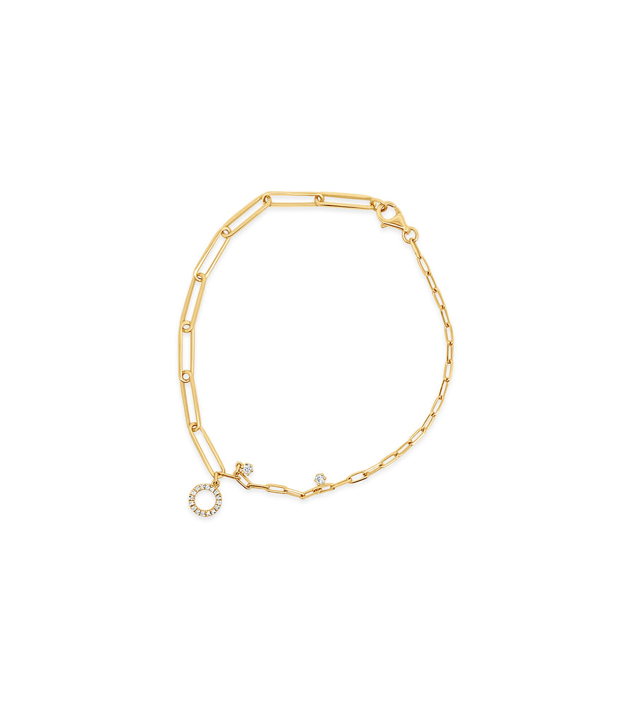 Diamond Paperclip Half Chain Bracelet - 14K Yellow Gold - Olive & Chain Fine Jewelry