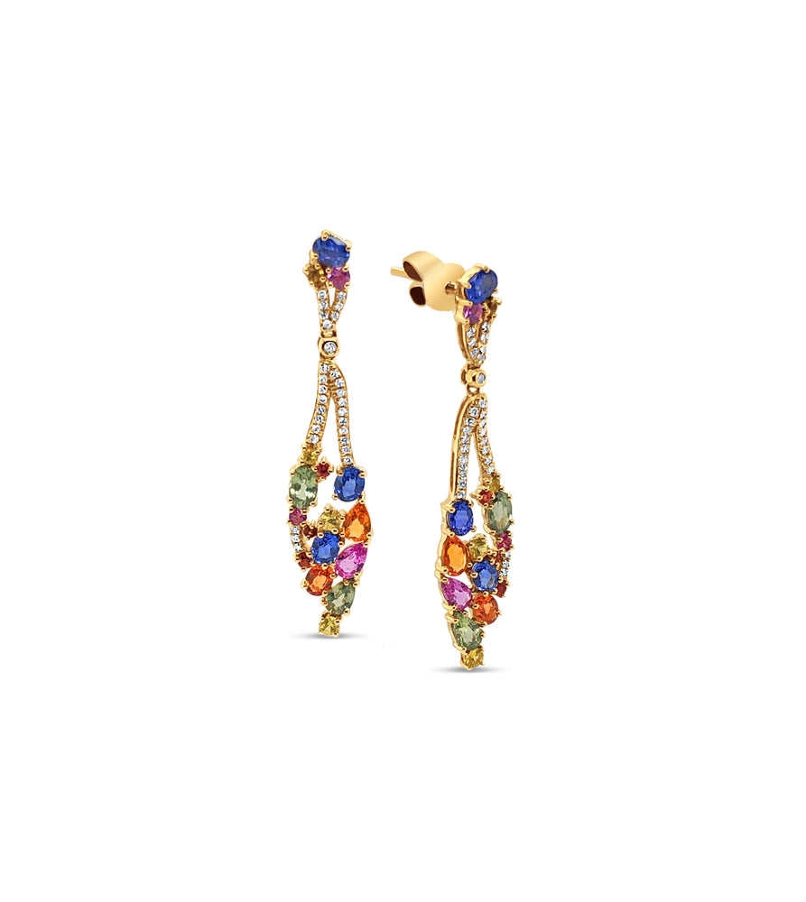 Rainbow Cluster Earring - 14K - OLIVE & CHAIN Fine Jewelry