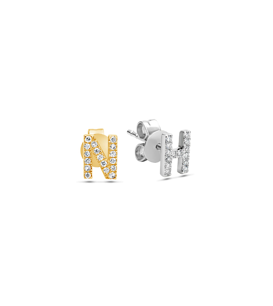 Diamond Initial Stud Earring - 14K - OLIVE & CHAIN Fine Jewelry