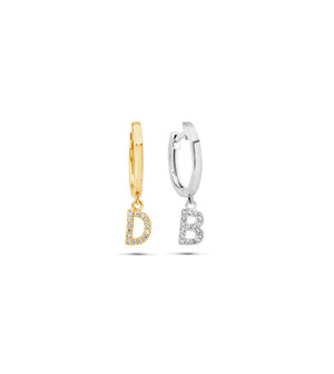 Diamond Initial Huggie Earring - 14K  - Olive & Chain Fine Jewelry