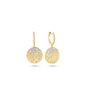 Diamond Celestial Disc Earring - 14K Yellow Gold - Olive & Chain Fine Jewelry