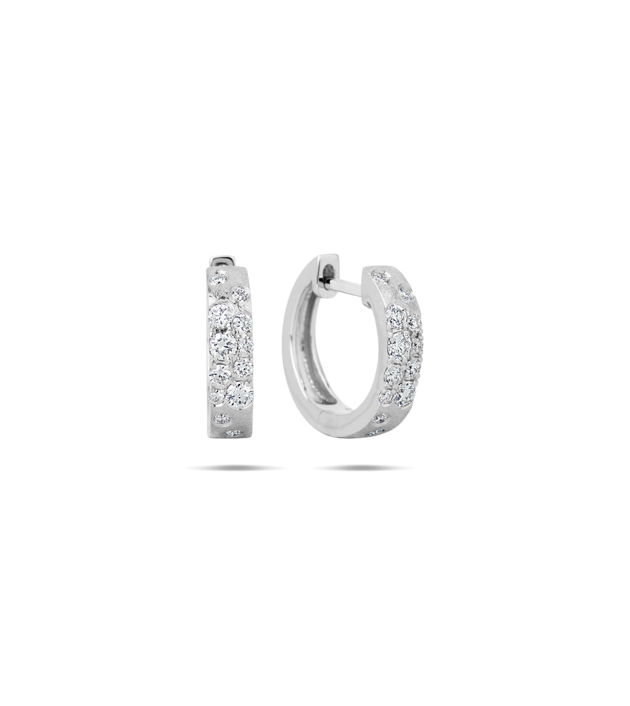 Diamond Celestial Huggie Earring - 14K White Gold - Olive & Chain Fine Jewelry