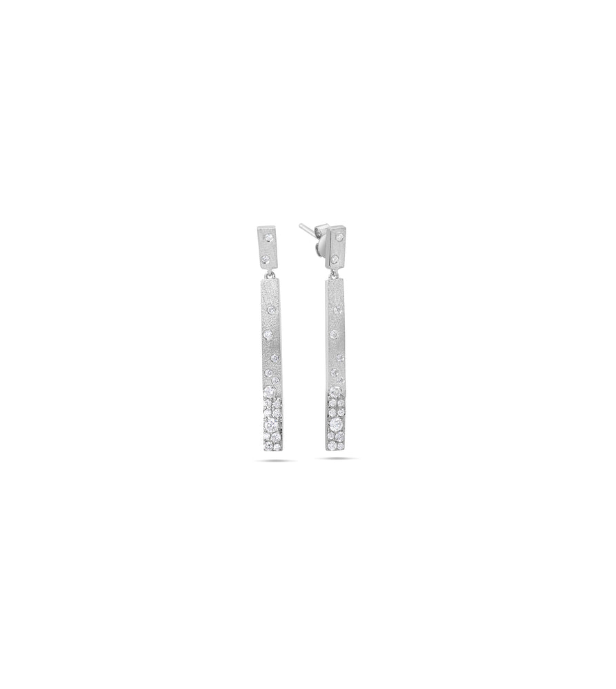 Diamond Celestial Bar Earring - 14K White Gold - Olive & Chain Fine Jewelry