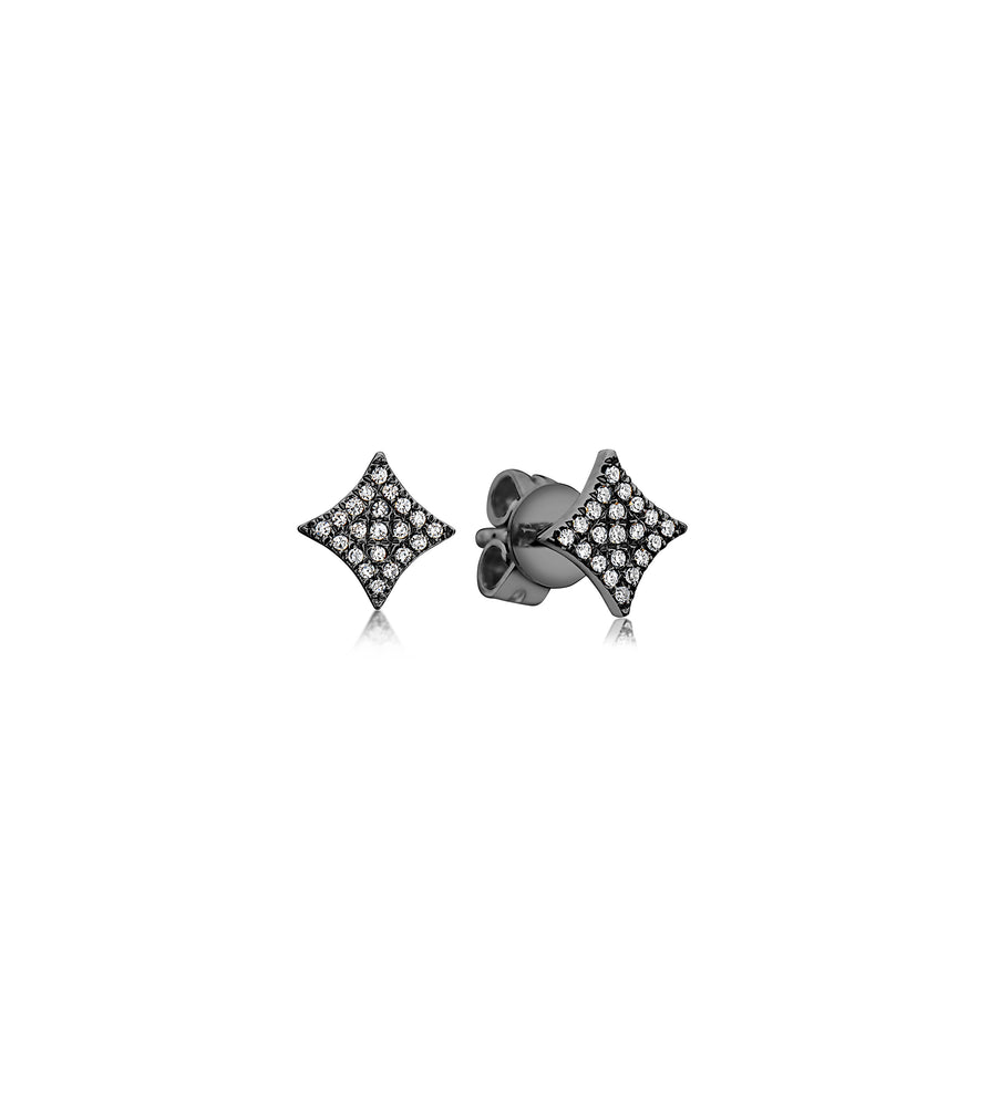 Diamond Firework Stud Earring - 14K Black Gold / Pair - Olive & Chain Fine Jewelry