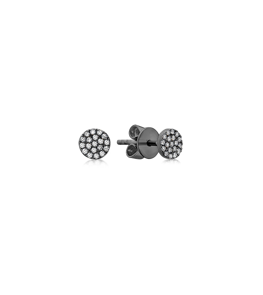 Diamond Round Stud Earring - 14K Black Gold / Mini / Pair - OLIVE & CHAIN Fine Jewelry