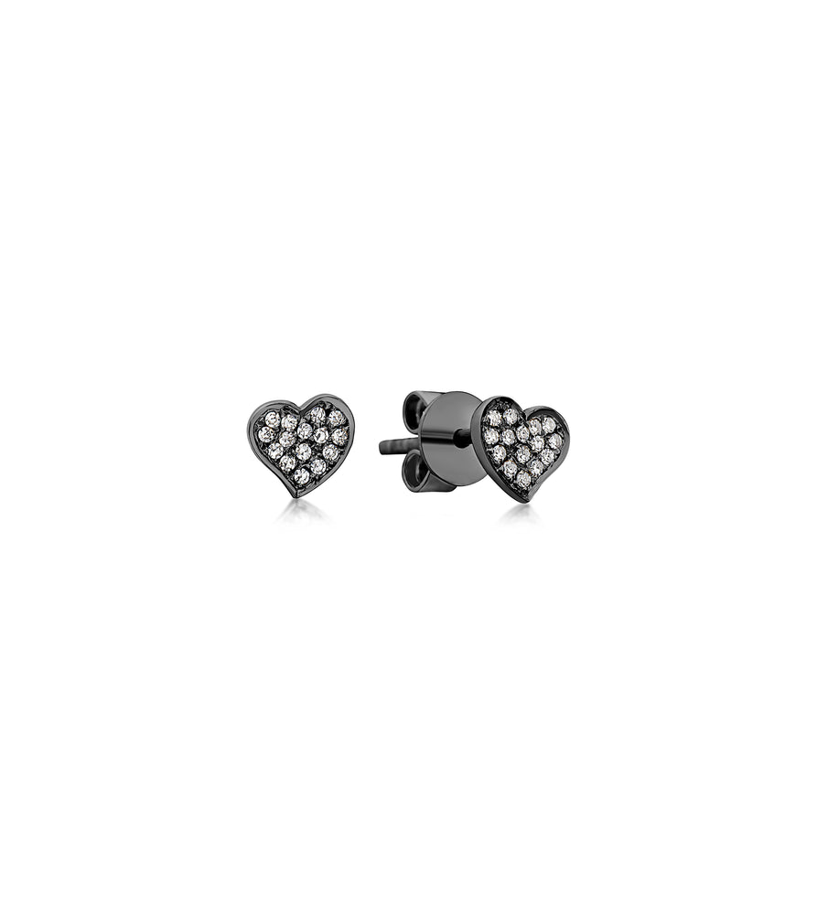 Diamond Heart Stud Earring - 14K Black Gold - OLIVE & CHAIN Fine Jewelry