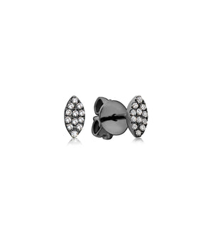 Diamond Marquise Stud Earring - 14K Black Gold / Small / Pair - OLIVE & CHAIN Fine Jewelry