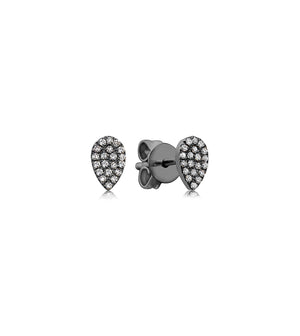 Diamond Pear Stud Earring - 14K Black Gold / Small / Pair - Olive & Chain Fine Jewelry