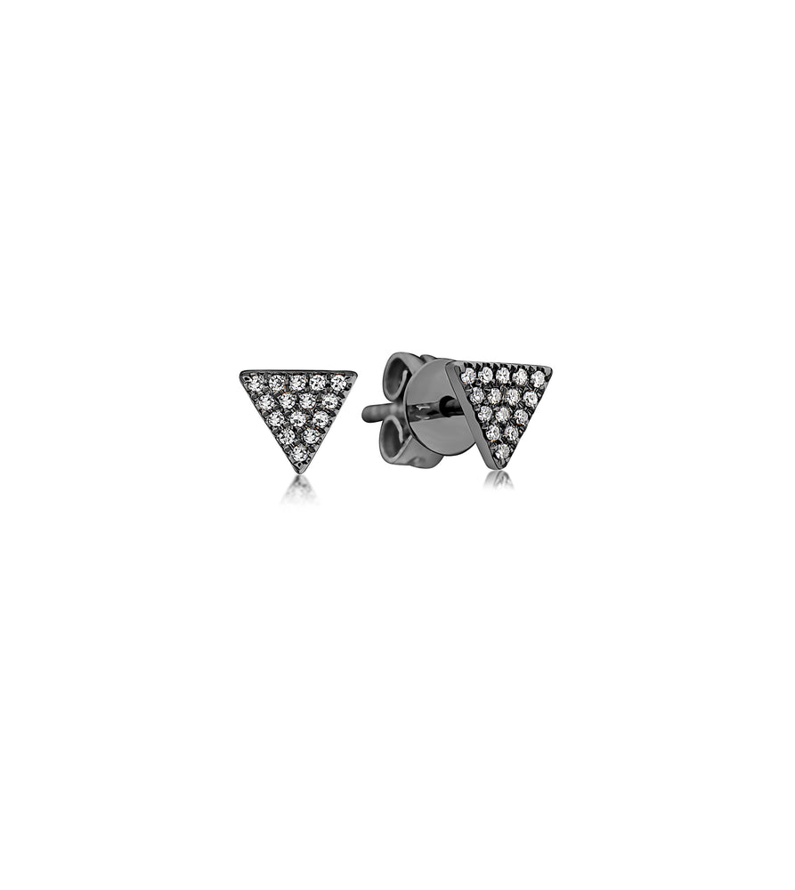 Diamond Triangle Stud Earring - 14K Black Gold / Small / Pair - Olive & Chain Fine Jewelry