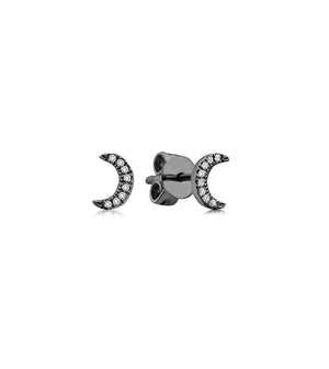 Diamond Moon Stud Earring - 14K Black Gold / Small / Pair - Olive & Chain Fine Jewelry