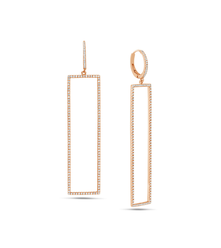 Diamond Jumbo Rectangle Earring - 14K Rose Gold - OLIVE & CHAIN Fine Jewelry