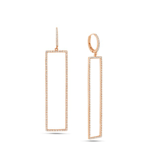 Diamond Jumbo Rectangle Earring - 14K Rose Gold - OLIVE & CHAIN Fine Jewelry