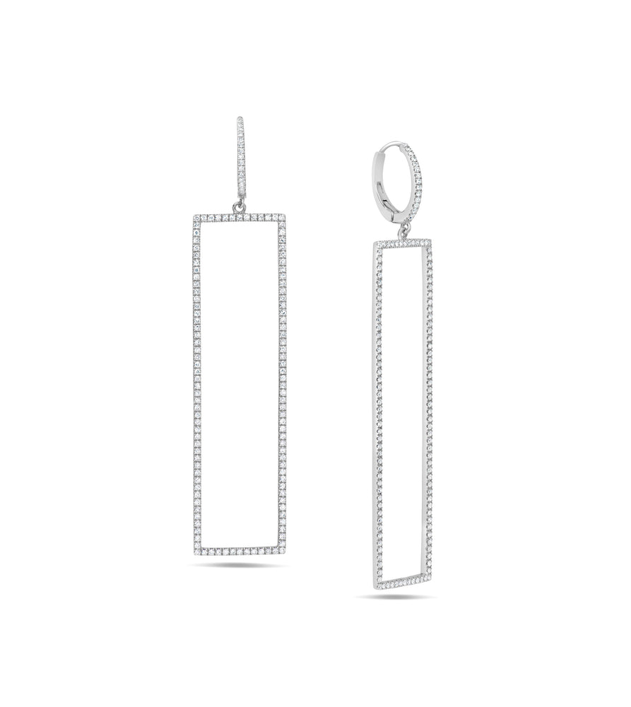 Diamond Jumbo Rectangle Earring - 14K White Gold - OLIVE & CHAIN Fine Jewelry