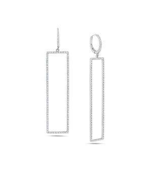 Diamond Jumbo Rectangle Earring - 14K White Gold - OLIVE & CHAIN Fine Jewelry