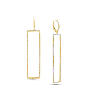 Diamond Jumbo Rectangle Earring - 14K Yellow Gold - OLIVE & CHAIN Fine Jewelry