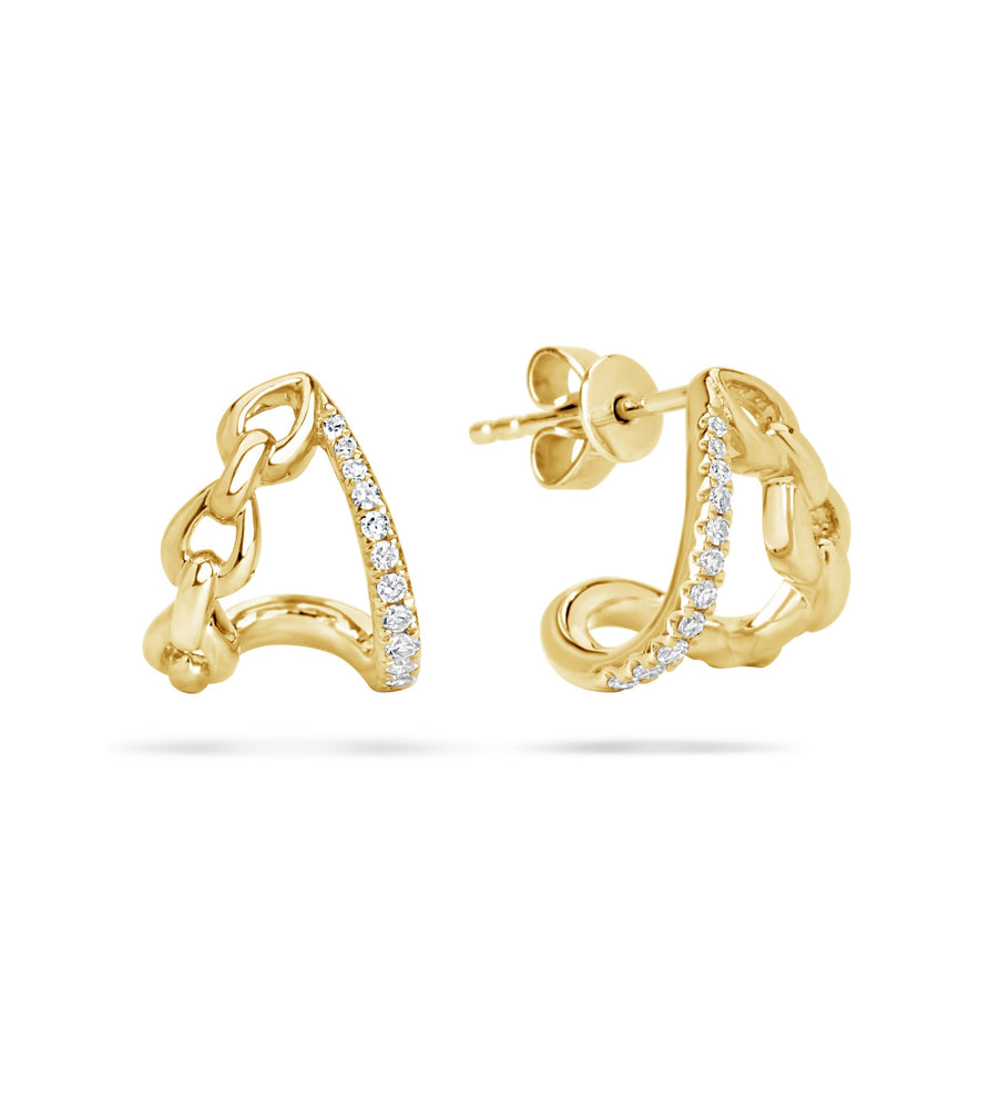 Diamond Split Link Earring - 14K Yellow Gold - OLIVE & CHAIN Fine Jewelry