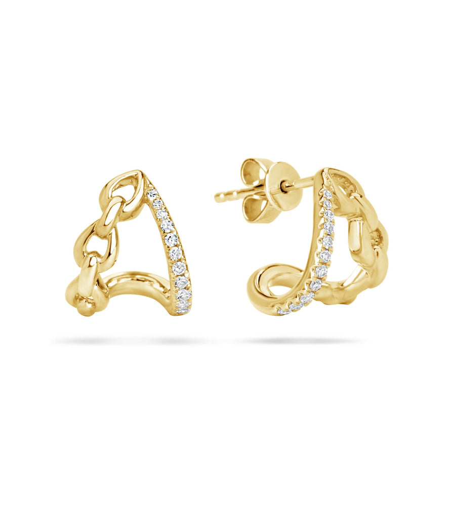 Diamond Split Link Earring - 14K Yellow Gold - Olive & Chain Fine Jewelry