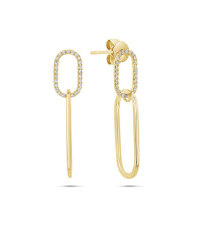 Diamond Paperclip Link Earring - 14K Yellow Gold - Olive & Chain Fine Jewelry