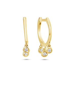 Diamond Charm Huggie Earring - 14K Yellow Gold - Olive & Chain Fine Jewelry