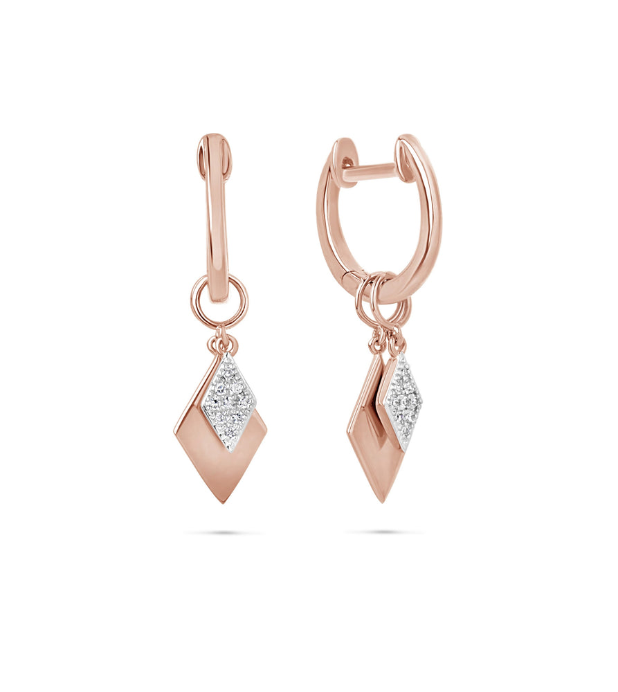 Diamond Charm Huggie Earring - 14K Rose Gold - Olive & Chain Fine Jewelry