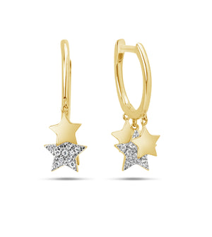 Diamond Star Charm Huggie Earring - 14K Yellow Gold - Olive & Chain Fine Jewelry