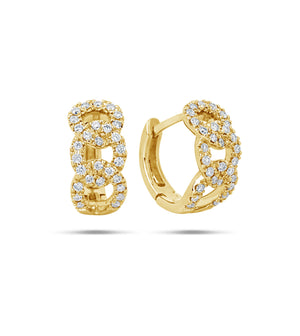 Diamond Curb Link Huggie Earring - 14K Yellow Gold / 10mm - OLIVE & CHAIN Fine Jewelry