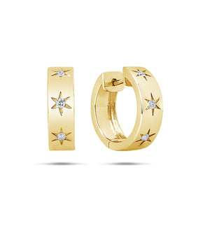 Diamond Star Set Hoop Earring - 14K Yellow Gold - Olive & Chain Fine Jewelry