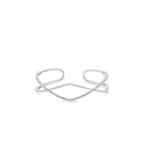 Diamond Zig Zag Bangle - 14K White Gold - Olive & Chain Fine Jewelry