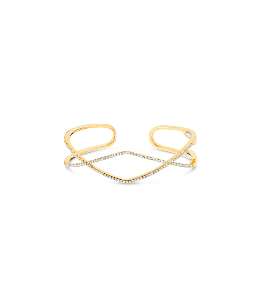 Diamond Zig Zag Bangle - 14K Yellow Gold - Olive & Chain Fine Jewelry