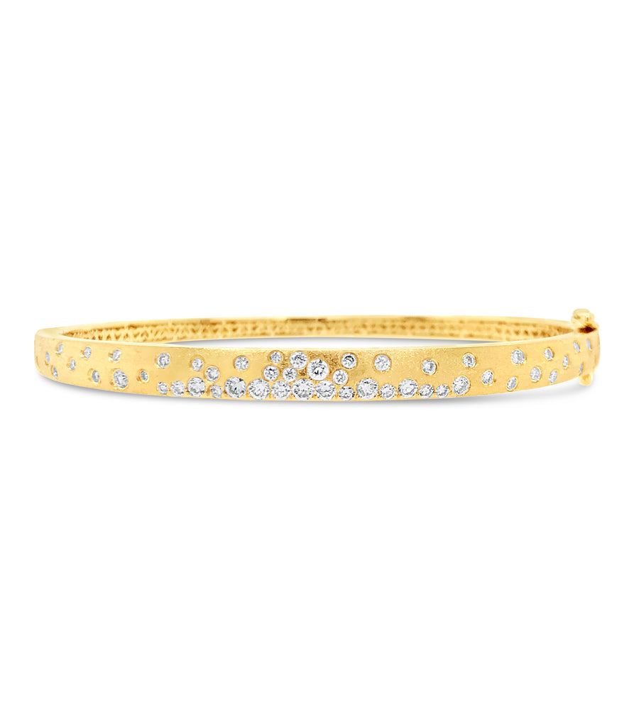 Diamond Celestial Slim Bangle - 14K Yellow Gold - Olive & Chain Fine Jewelry