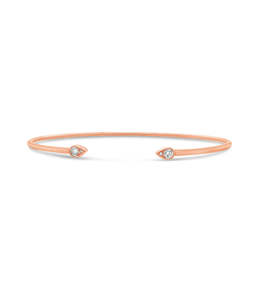 Diamond Pear Shape Flexible Bangle - 14K Rose Gold - Olive & Chain Fine Jewelry