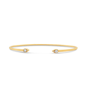 Diamond Pear Shape Flexible Bangle - 14K Yellow Gold - Olive & Chain Fine Jewelry